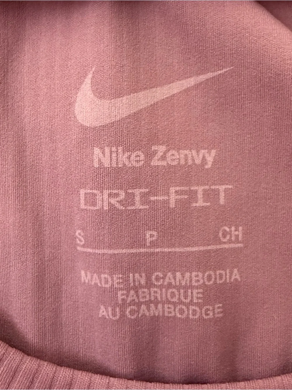 Nike Zenvy Mauve Ribbed Short Sleeve Crop Top NWT